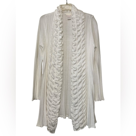 Christina Cream Ruffle Cardigan Sweater - Picture 1 of 8